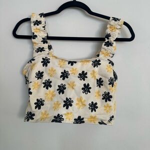 Zara Floral Ruched Strap Crop Tank Size M EUC